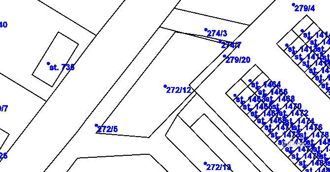 Parcela st. 272/12 v KÚ Pouchov, Katastrální mapa