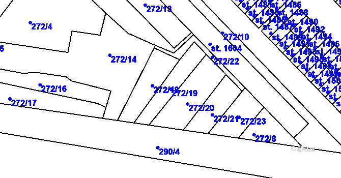 Parcela st. 272/19 v KÚ Pouchov, Katastrální mapa