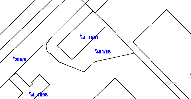 Parcela st. 461/16 v KÚ Pouchov, Katastrální mapa