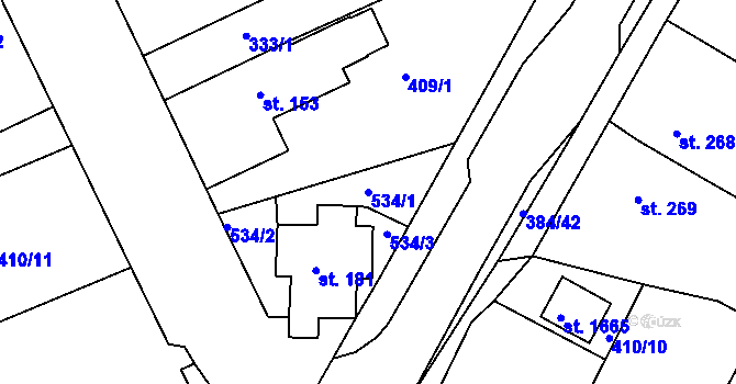 Parcela st. 534/1 v KÚ Pouchov, Katastrální mapa