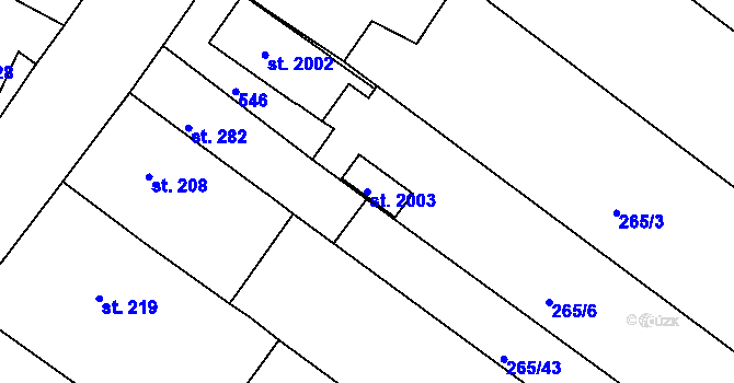 Parcela st. 2003 v KÚ Pouchov, Katastrální mapa