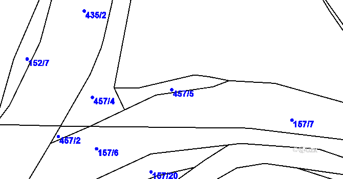 Parcela st. 457/5 v KÚ Pouchov, Katastrální mapa
