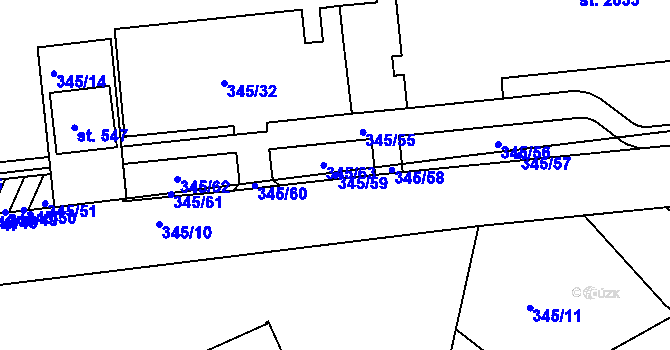 Parcela st. 345/59 v KÚ Pouchov, Katastrální mapa