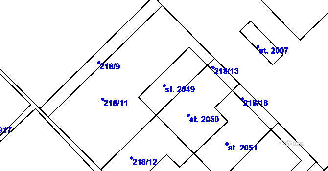 Parcela st. 2049 v KÚ Pouchov, Katastrální mapa