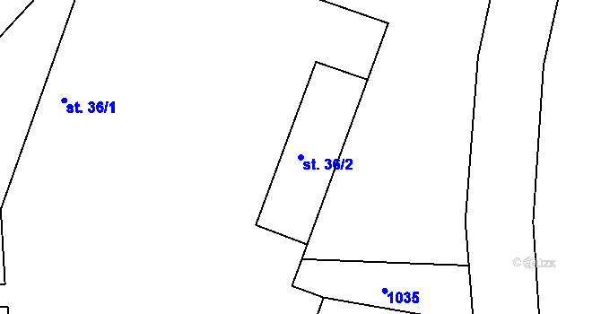 Parcela st. 36/2 v KÚ Věkoše, Katastrální mapa