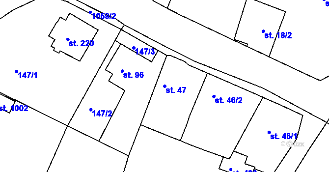 Parcela st. 47 v KÚ Věkoše, Katastrální mapa