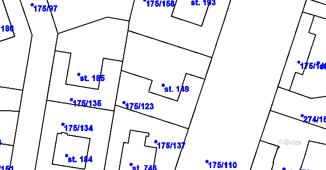 Parcela st. 149 v KÚ Věkoše, Katastrální mapa