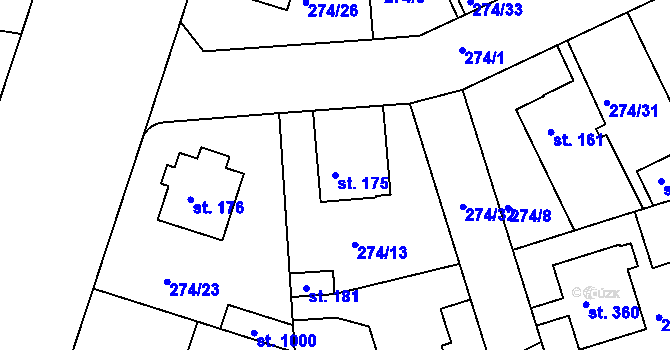 Parcela st. 175 v KÚ Věkoše, Katastrální mapa