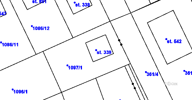 Parcela st. 339 v KÚ Věkoše, Katastrální mapa