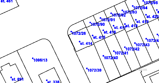 Parcela st. 414 v KÚ Věkoše, Katastrální mapa