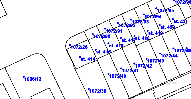 Parcela st. 415 v KÚ Věkoše, Katastrální mapa