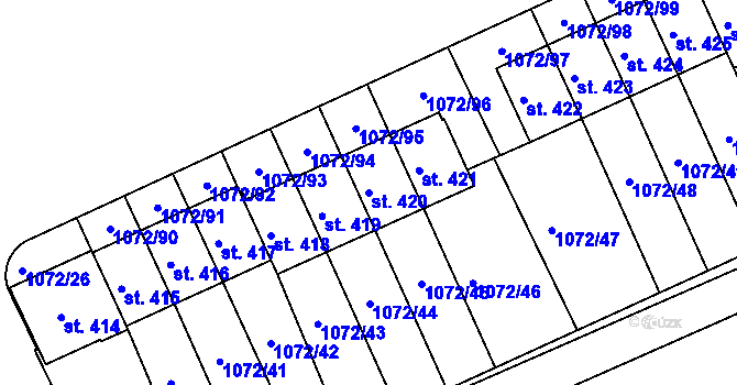 Parcela st. 420 v KÚ Věkoše, Katastrální mapa