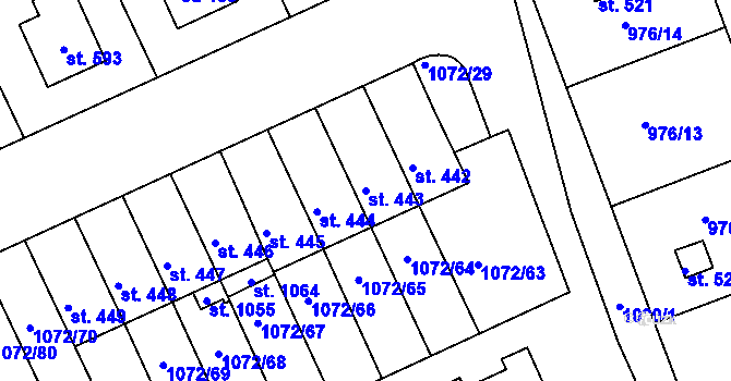 Parcela st. 443 v KÚ Věkoše, Katastrální mapa
