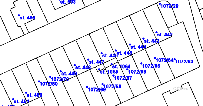 Parcela st. 446 v KÚ Věkoše, Katastrální mapa
