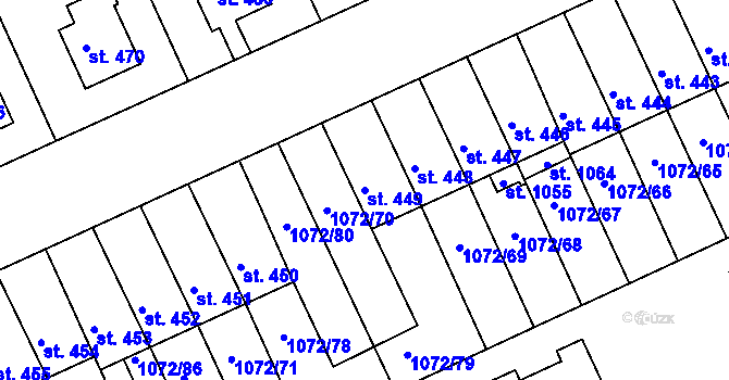 Parcela st. 449 v KÚ Věkoše, Katastrální mapa