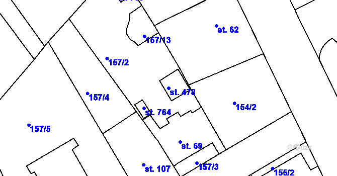 Parcela st. 478 v KÚ Věkoše, Katastrální mapa