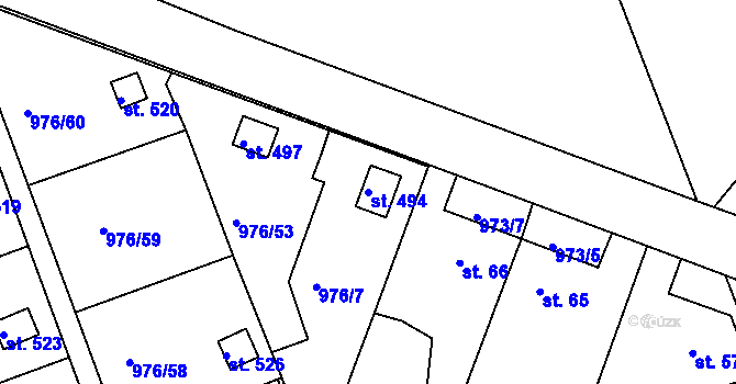 Parcela st. 494 v KÚ Věkoše, Katastrální mapa