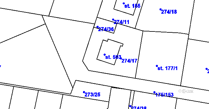 Parcela st. 503 v KÚ Věkoše, Katastrální mapa