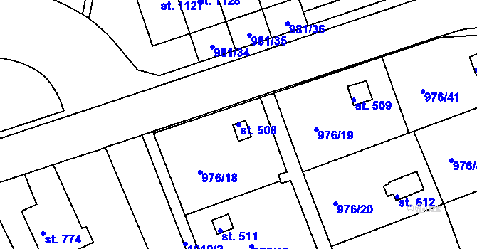 Parcela st. 508 v KÚ Věkoše, Katastrální mapa