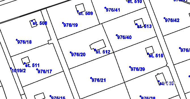 Parcela st. 512 v KÚ Věkoše, Katastrální mapa