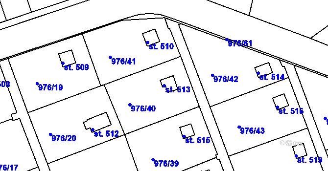 Parcela st. 513 v KÚ Věkoše, Katastrální mapa