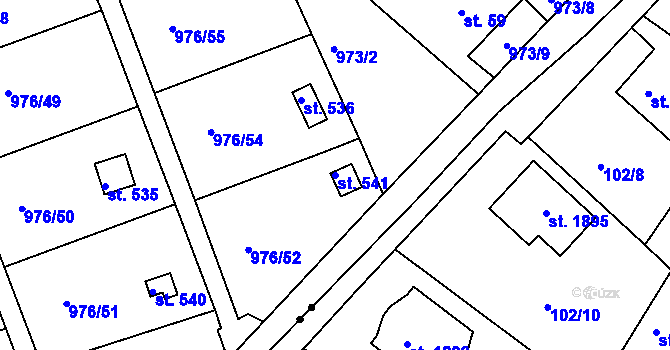 Parcela st. 541 v KÚ Věkoše, Katastrální mapa