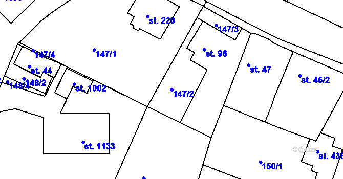 Parcela st. 147/2 v KÚ Věkoše, Katastrální mapa