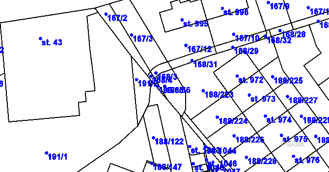 Parcela st. 188/66 v KÚ Věkoše, Katastrální mapa