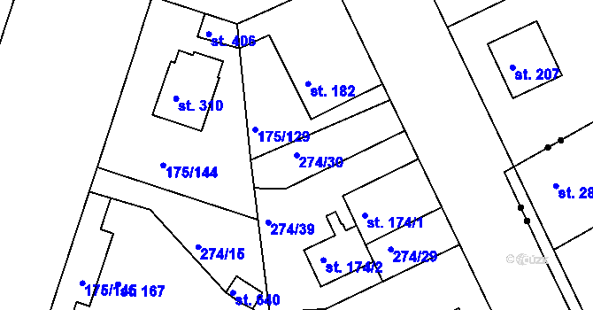 Parcela st. 274/30 v KÚ Věkoše, Katastrální mapa