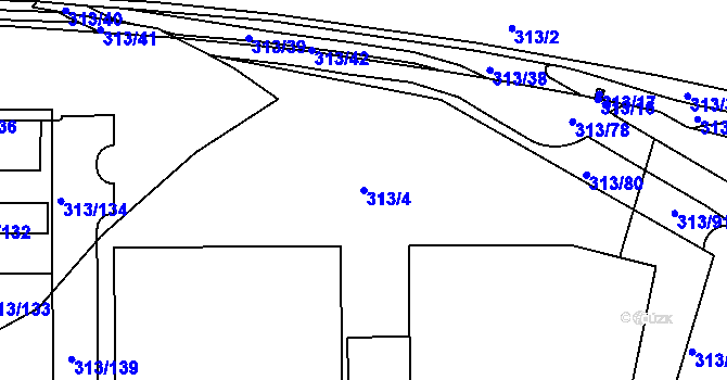 Parcela st. 313/4 v KÚ Věkoše, Katastrální mapa