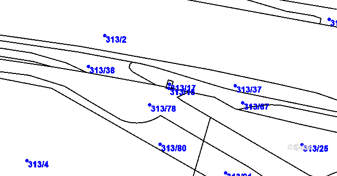 Parcela st. 313/16 v KÚ Věkoše, Katastrální mapa