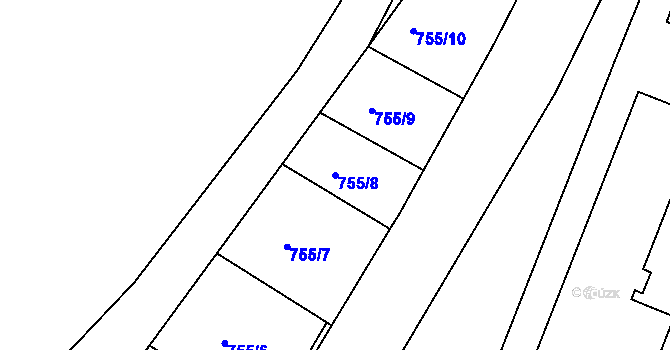 Parcela st. 755/8 v KÚ Věkoše, Katastrální mapa