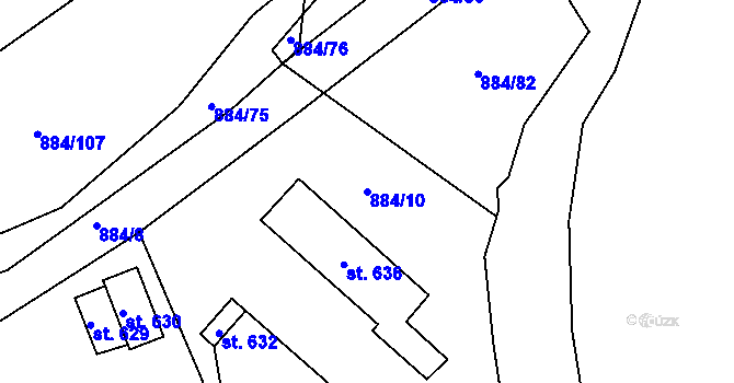 Parcela st. 884/10 v KÚ Věkoše, Katastrální mapa