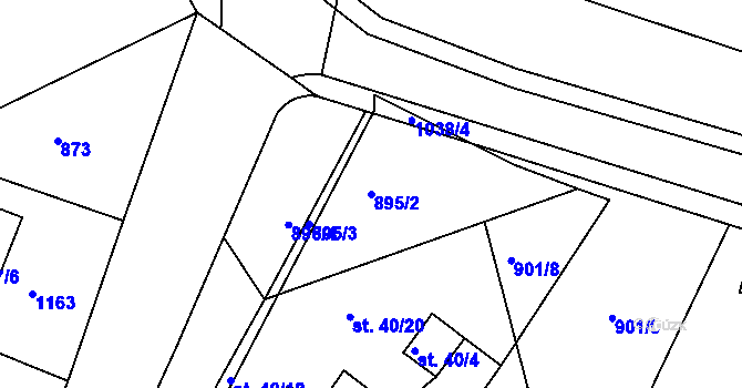 Parcela st. 895/2 v KÚ Věkoše, Katastrální mapa