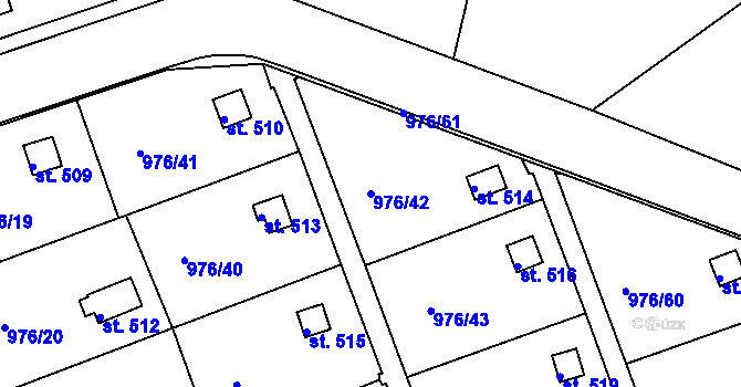Parcela st. 976/42 v KÚ Věkoše, Katastrální mapa