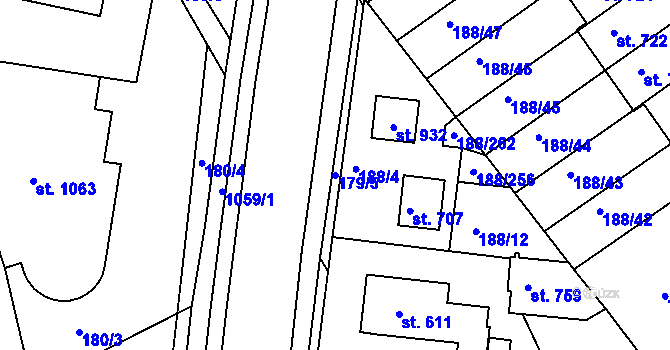Parcela st. 179/5 v KÚ Věkoše, Katastrální mapa
