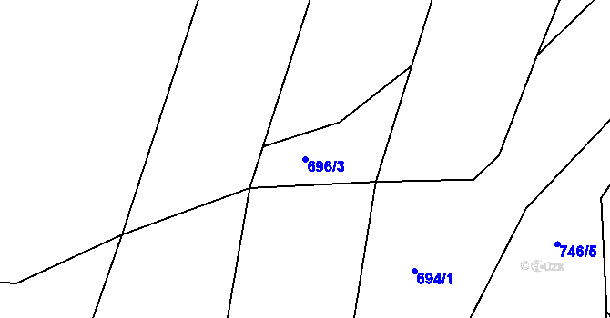 Parcela st. 696/3 v KÚ Věkoše, Katastrální mapa