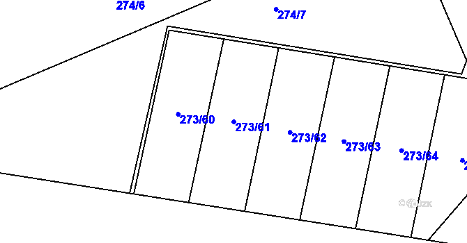 Parcela st. 273/61 v KÚ Věkoše, Katastrální mapa