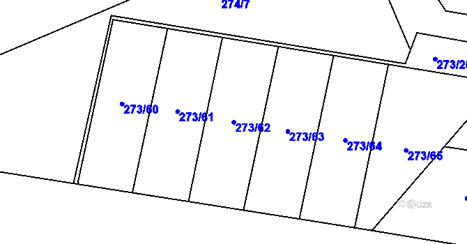 Parcela st. 273/62 v KÚ Věkoše, Katastrální mapa