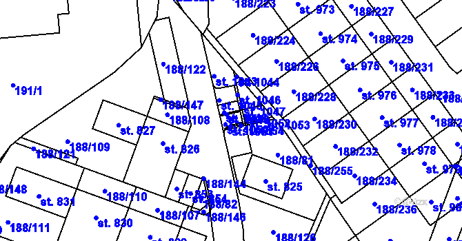 Parcela st. 188/125 v KÚ Věkoše, Katastrální mapa