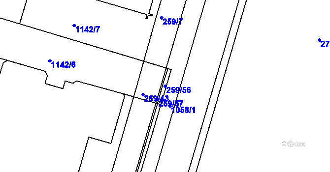 Parcela st. 259/56 v KÚ Věkoše, Katastrální mapa