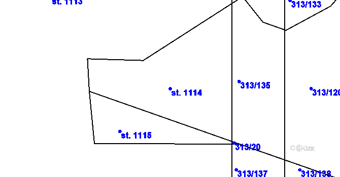 Parcela st. 1114 v KÚ Věkoše, Katastrální mapa