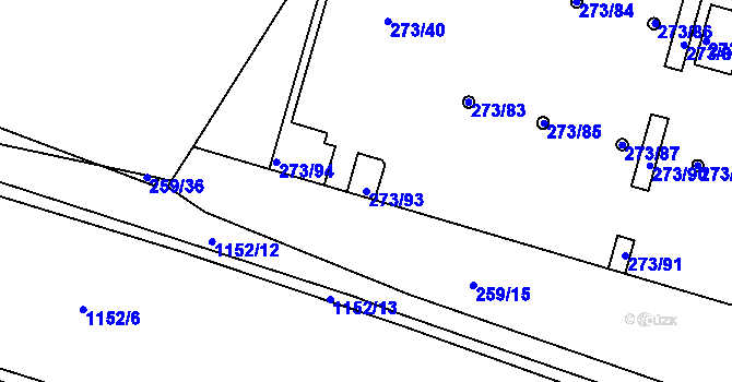 Parcela st. 273/93 v KÚ Věkoše, Katastrální mapa