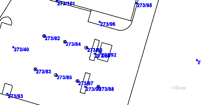 Parcela st. 273/92 v KÚ Věkoše, Katastrální mapa