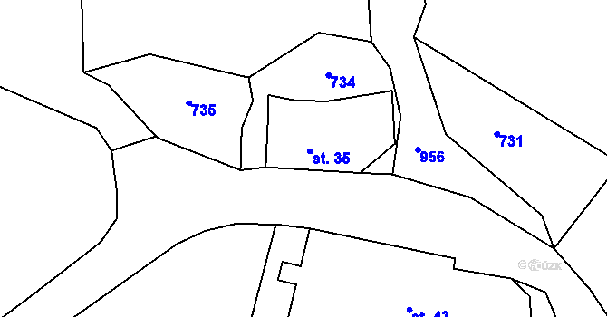 Parcela st. 35 v KÚ Ostroh, Katastrální mapa