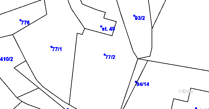 Parcela st. 77/2 v KÚ Ostroh, Katastrální mapa