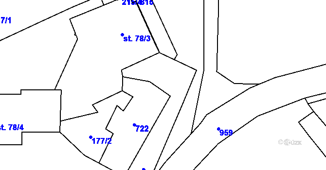Parcela st. 177/3 v KÚ Ostroh, Katastrální mapa