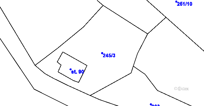 Parcela st. 245/3 v KÚ Ostroh, Katastrální mapa