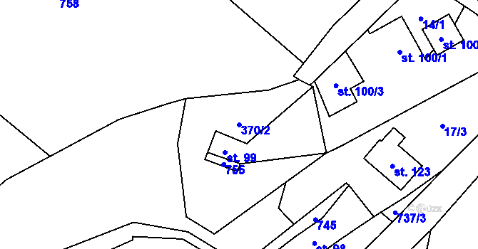 Parcela st. 370/2 v KÚ Ostroh, Katastrální mapa