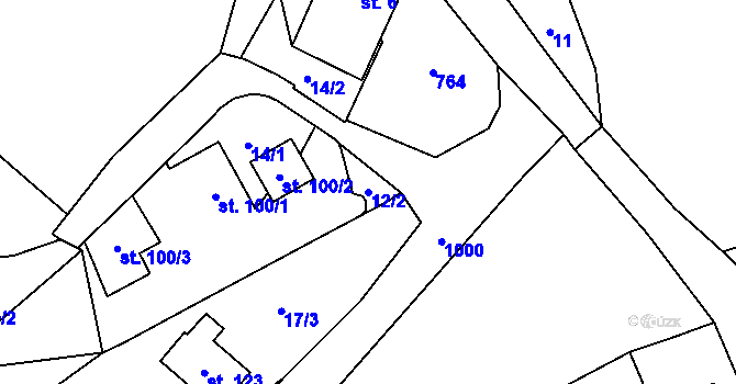Parcela st. 12/2 v KÚ Ostroh, Katastrální mapa